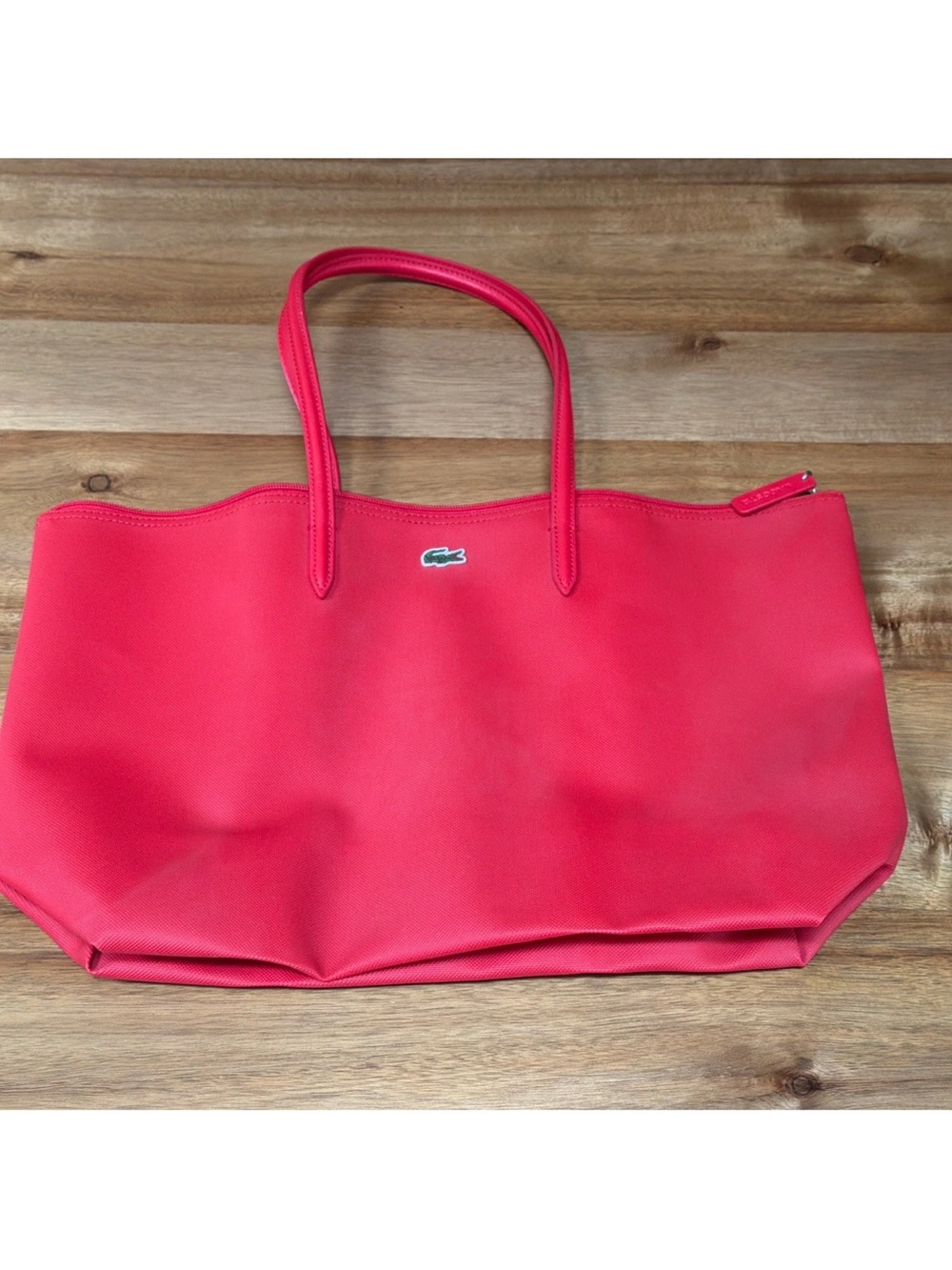 Lacoste Red Scuba Tote with Dual Handles